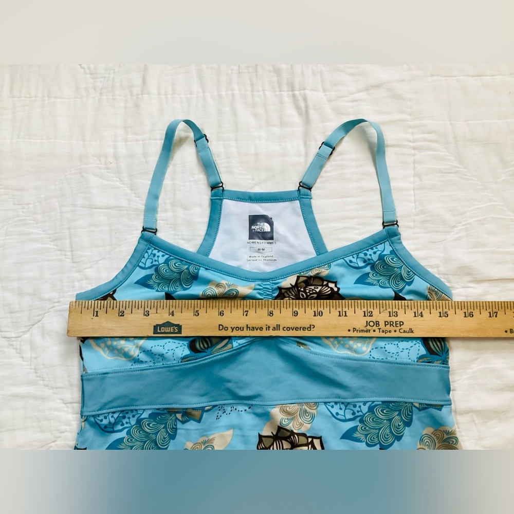 North Face VaporWick Mira Kari Built In Bra Tank Top Blue Floral M - Picture 4 of 8